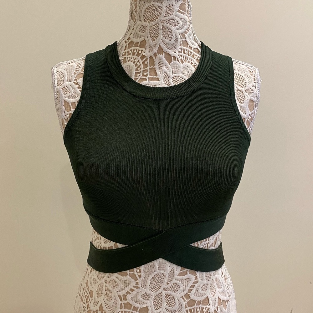 Hunter Green Wrap Around Crop Top
